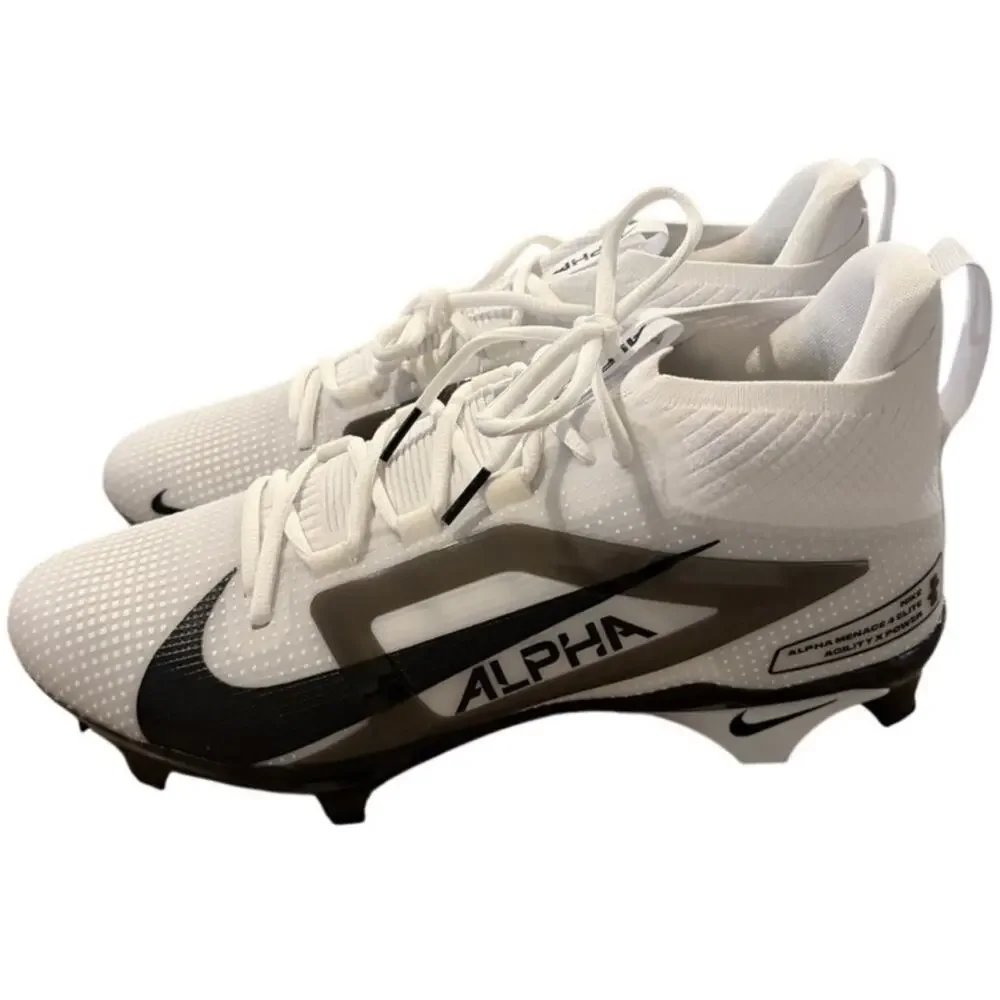 Nike Alpha Menace Elite 4 Football Cleats Size 11.5 White Navy Black FZ7701-105